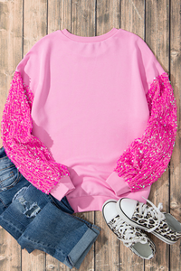 Valentine’s Day Sequin Heart Long Sleeve Sweatshirt Trandify deal