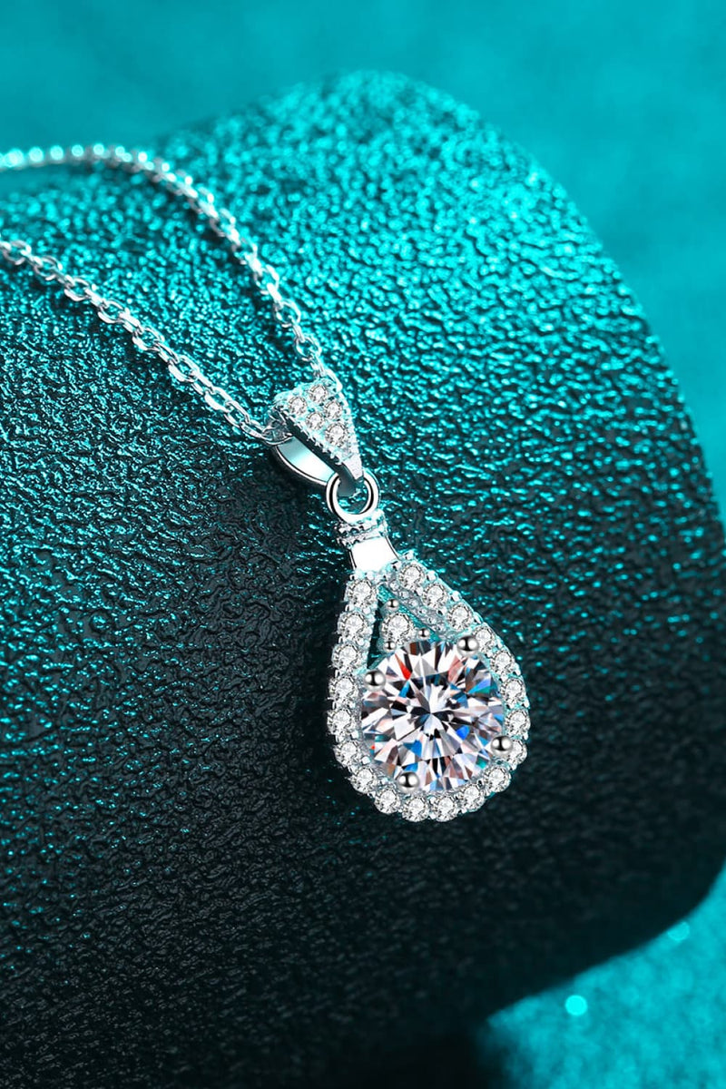 2 Carat Moissanite Teardrop Pendant 925 Sterling Silver Necklace Trandify deal