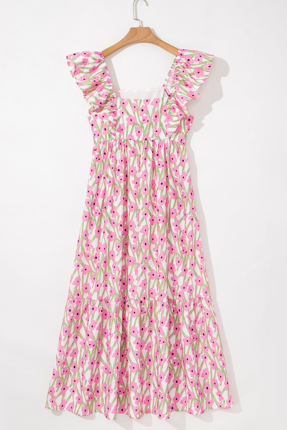 Boho Floral Print Dress with Elastic Waistband