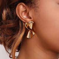 18K Gold-Plated Twist Hoop Earrings for Women, Minimalist Jewelry