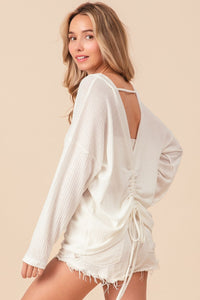 BiBi Waffled Backless Drawstring T-Shirt Trandify deal