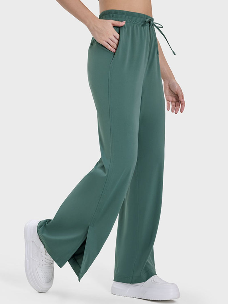 Millennia Slit Wide Leg Active Pants Trandify deal