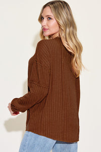 Basic Bae Full Size Ribbed Round Neck Long Sleeve T-Shirt Trandify Deal