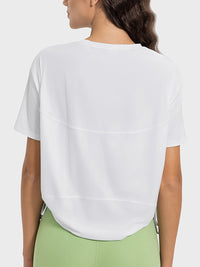 Millennia Drawstring Round Neck Short Sleeve Active T-Shirt Trandify deal