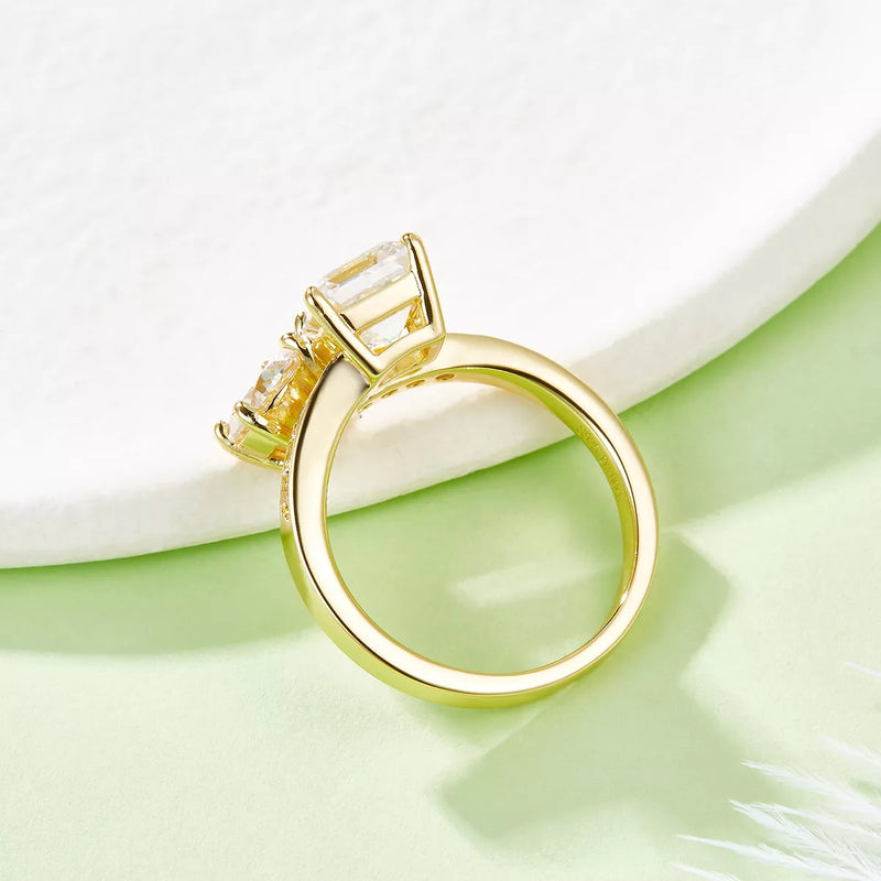 3 Carat Moissanite Ring Sterling Silver 18K Gold Plated