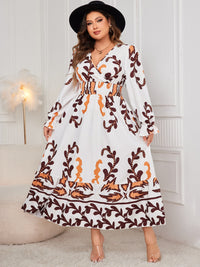 Honey Plus Size Printed Surplice Flounce Sleeve Dress Trandify Deal