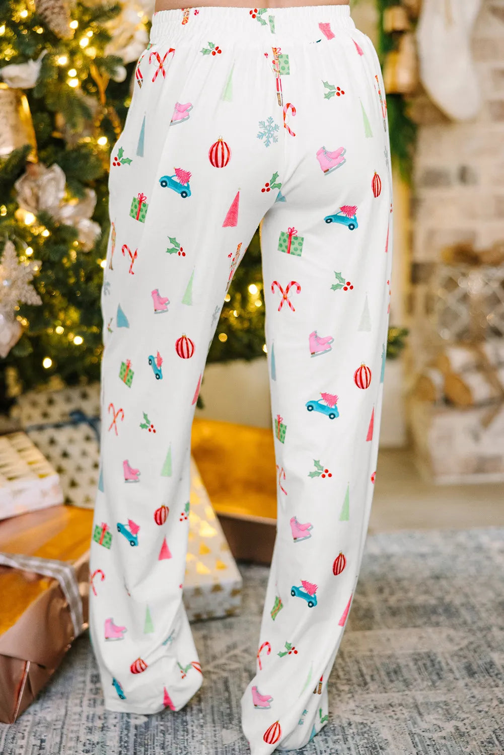Printed Collared Neck Long Sleeve Top and Pants Lounge Set Trandify Deal