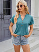 Decorative Button Notched Short Sleeve T-Shirt Trandify deal