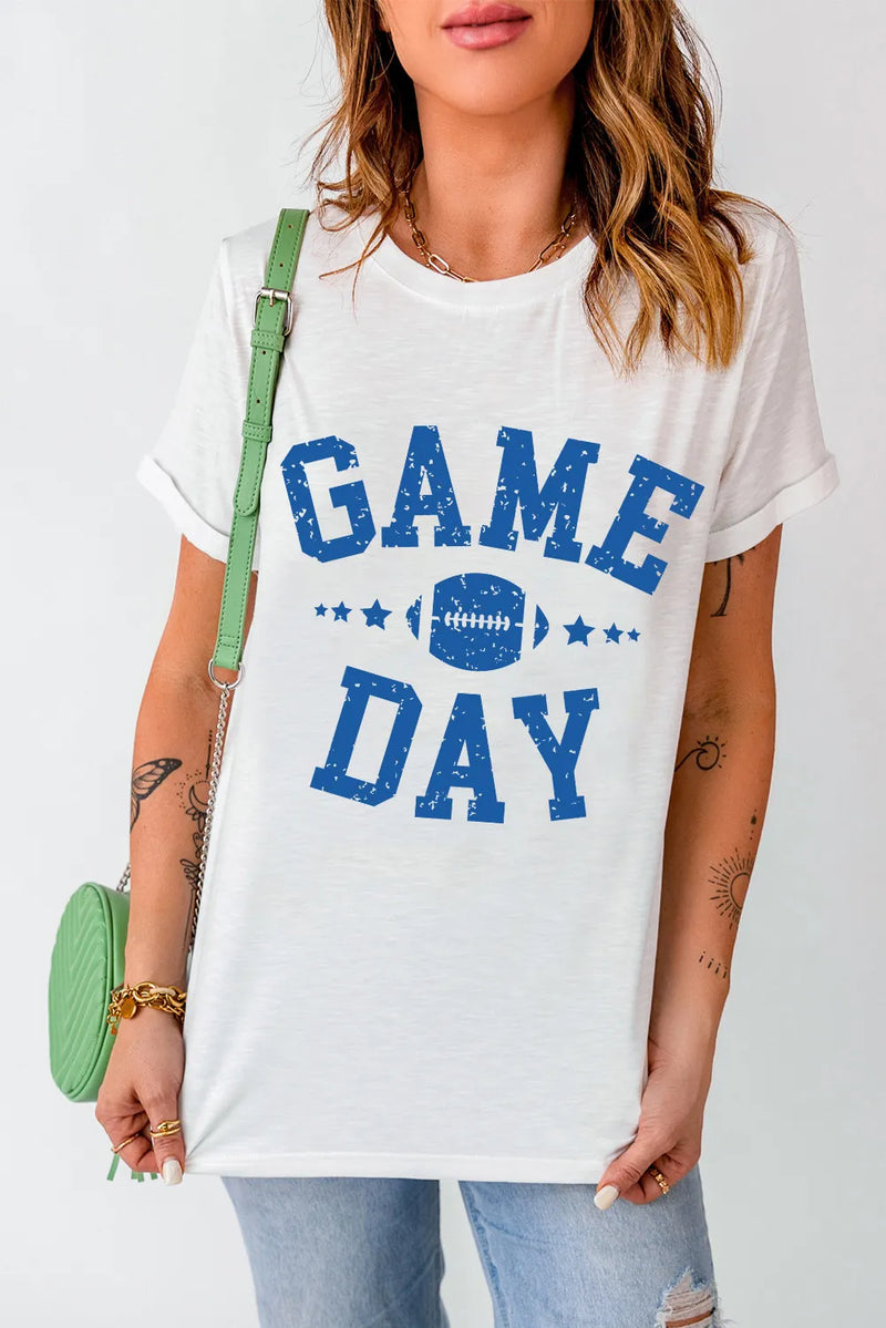 GAME DAY Round Neck Short Sleeve T-Shirt - Trandify Deal