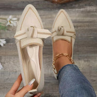 Bow Contrast Trim Point Toe Loafers - Trandify Deal