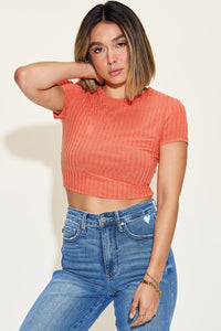 Basic Bae Full Size Ribbed Round Neck Short Sleeve T-Shirt Trandify Deal