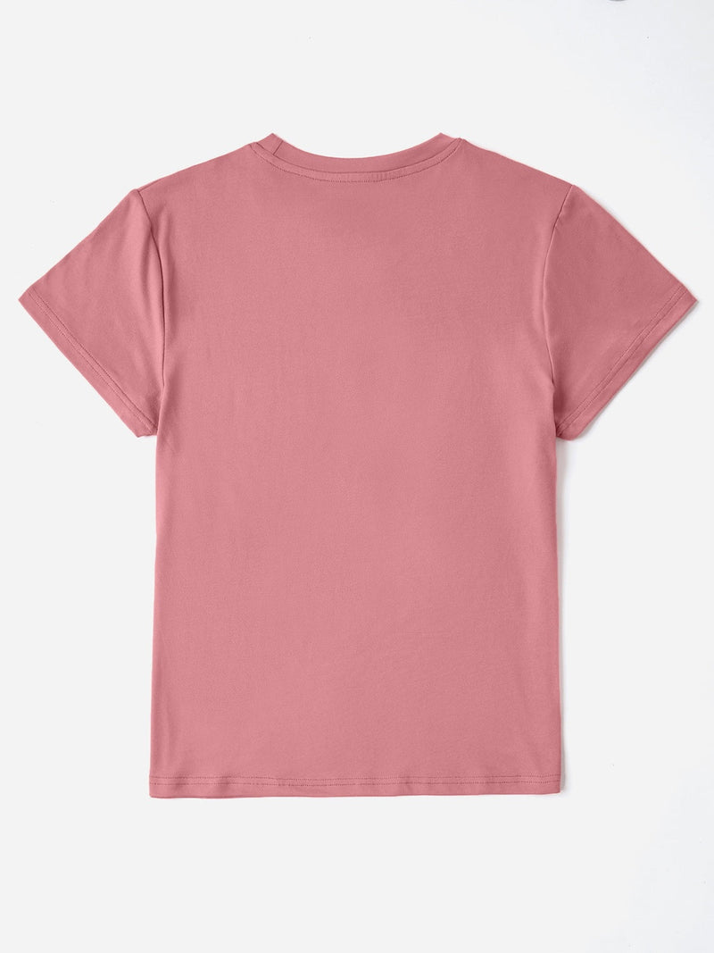 Letter Graphic Round Neck Short Sleeve T-Shirt Trandify Deal