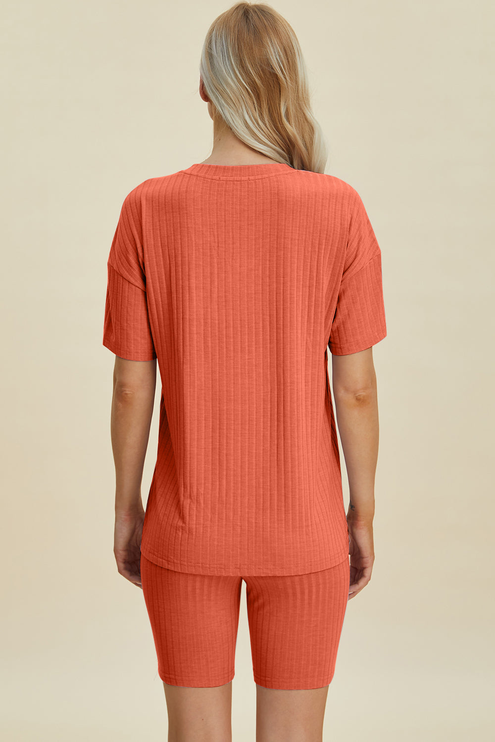 Basic Bae Full Size Ribbed V-Neck Short Sleeve Top and Shorts Set Trandify deal
