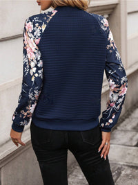 Printed Zip Up Long Sleeve Jacket Trandify Deal