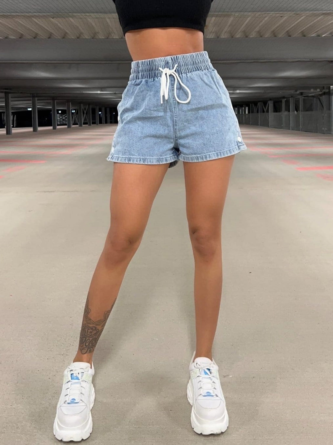 Drawstring High Waist Denim Shorts Trandify deal