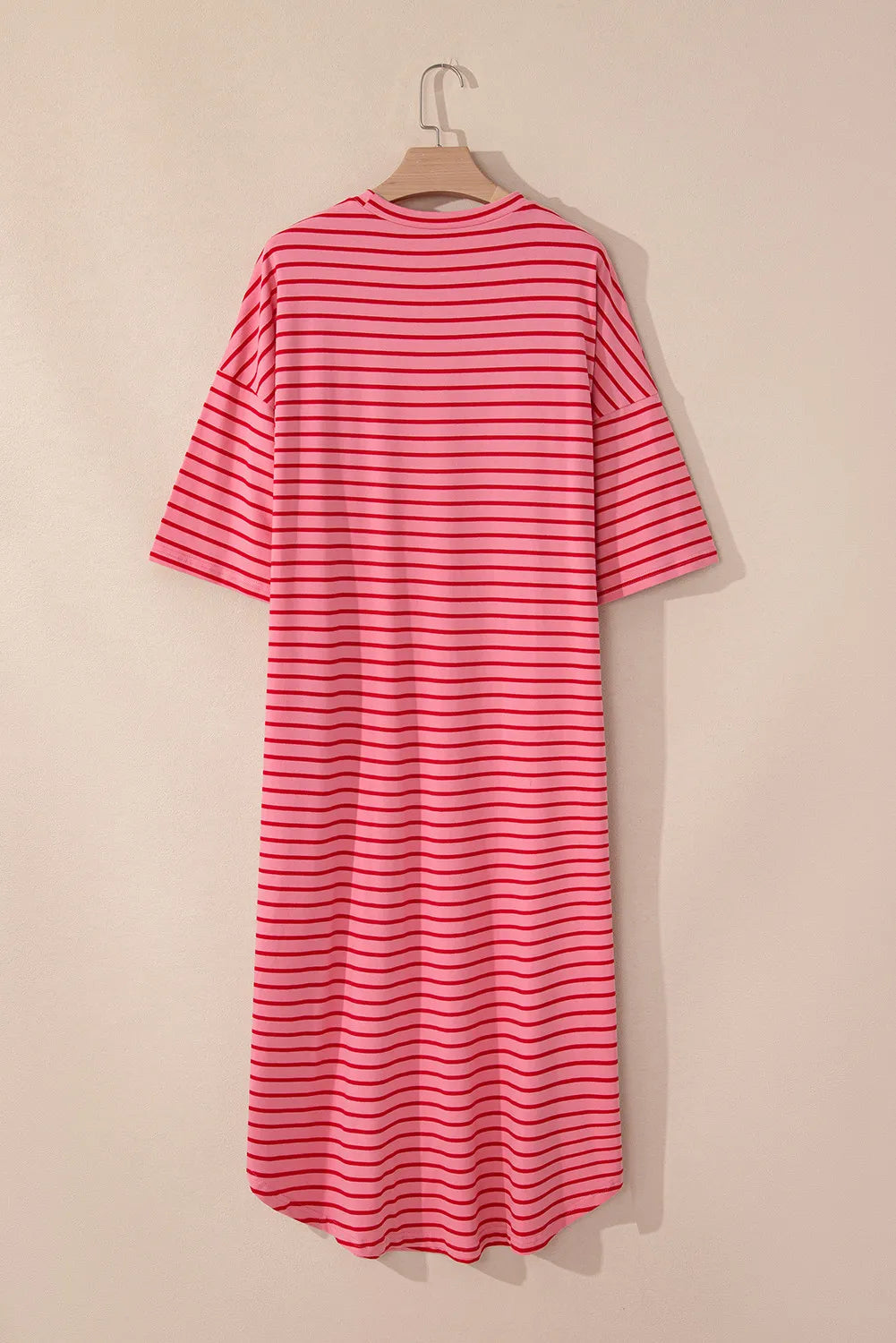 Pocketed Striped Half Sleeve Tee Dress Trandify Deal