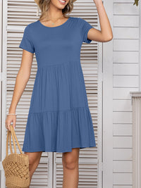 Round Neck Short Sleeve Mini Tee Dress Trandify deal