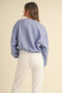 Mable Round Neck Letter Embroidery Crop Sweatshirt Trandify Deal