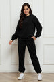 Corduroy Round Neck Sweatshirt and Sweatpants Set Trandify Deal