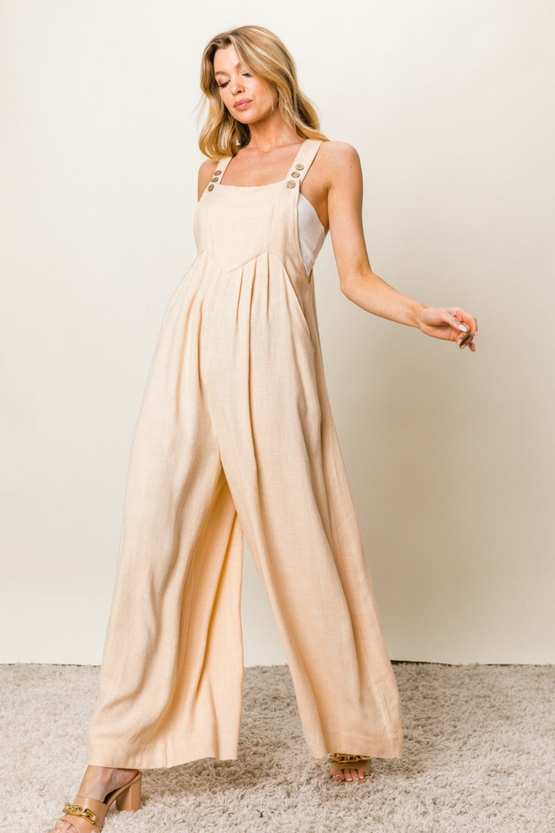 BiBi Texture Sleeveless Wide Leg Jumpsuit for Women – Trendy & Comfortable Outfit – TrandifyDeal