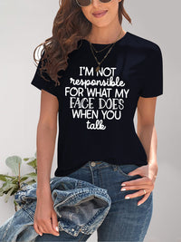 Letter Graphic Round Neck Short Sleeve T-Shirt Trandify deal