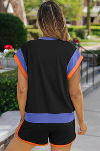 Contrast Round Neck Top and Shorts Set Trandify deal