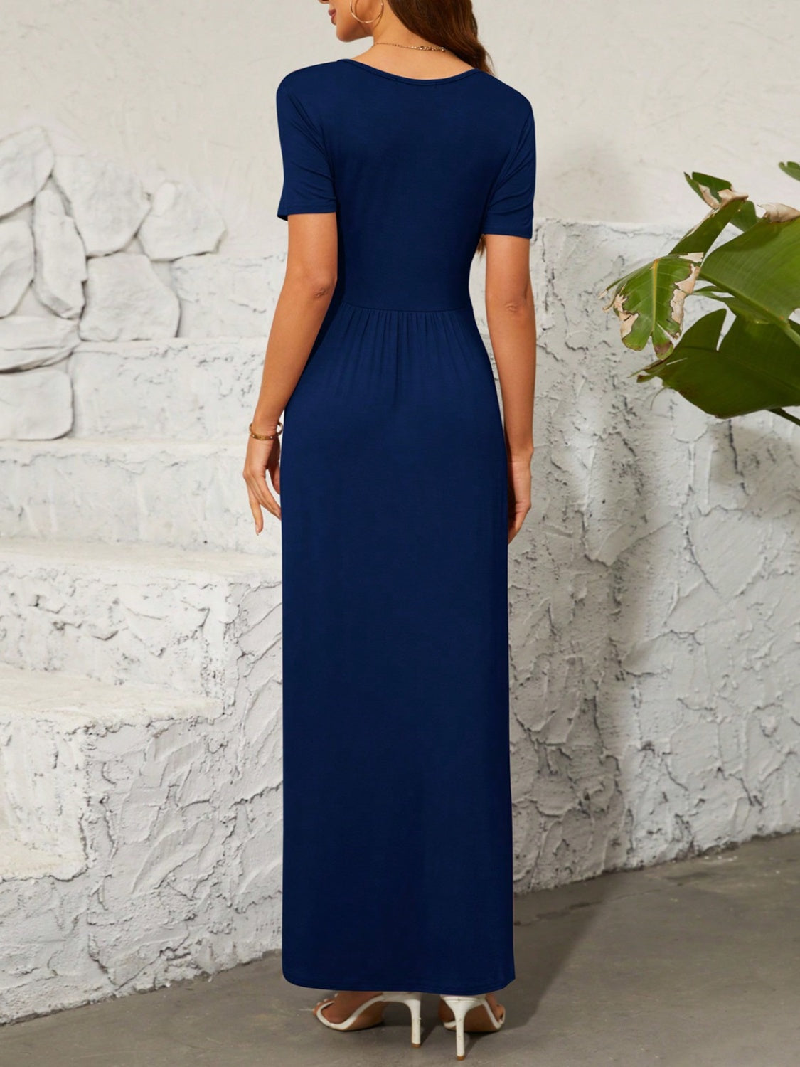 Surplice Short Sleeve Maxi Dress Trandify deal