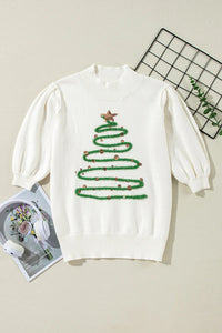 Sequin Mock Neck Short Sleeve Sweater Trandify Deal