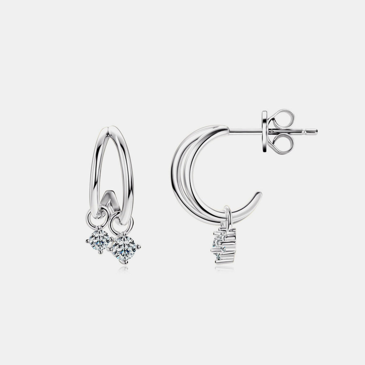 925 Sterling Silver Moissanite C-Hoop Earrings Trandify deal