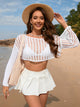 Openwork Boat Neck Long Sleeve Cover-Up Trandify deal