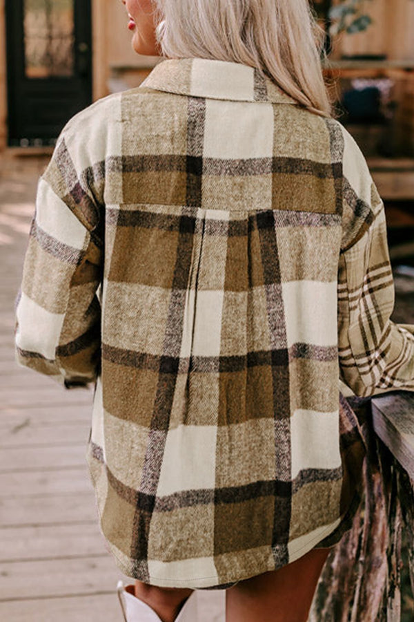 Plaid Button Up Flap Pocket Shacket Trandify Deal