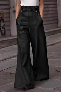 Women's High Rise Wide Leg Pants in Beige - Comfortable and Flattering Fit