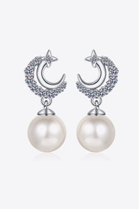 Moissanite Pearl Drop Earrings Trandify Deal