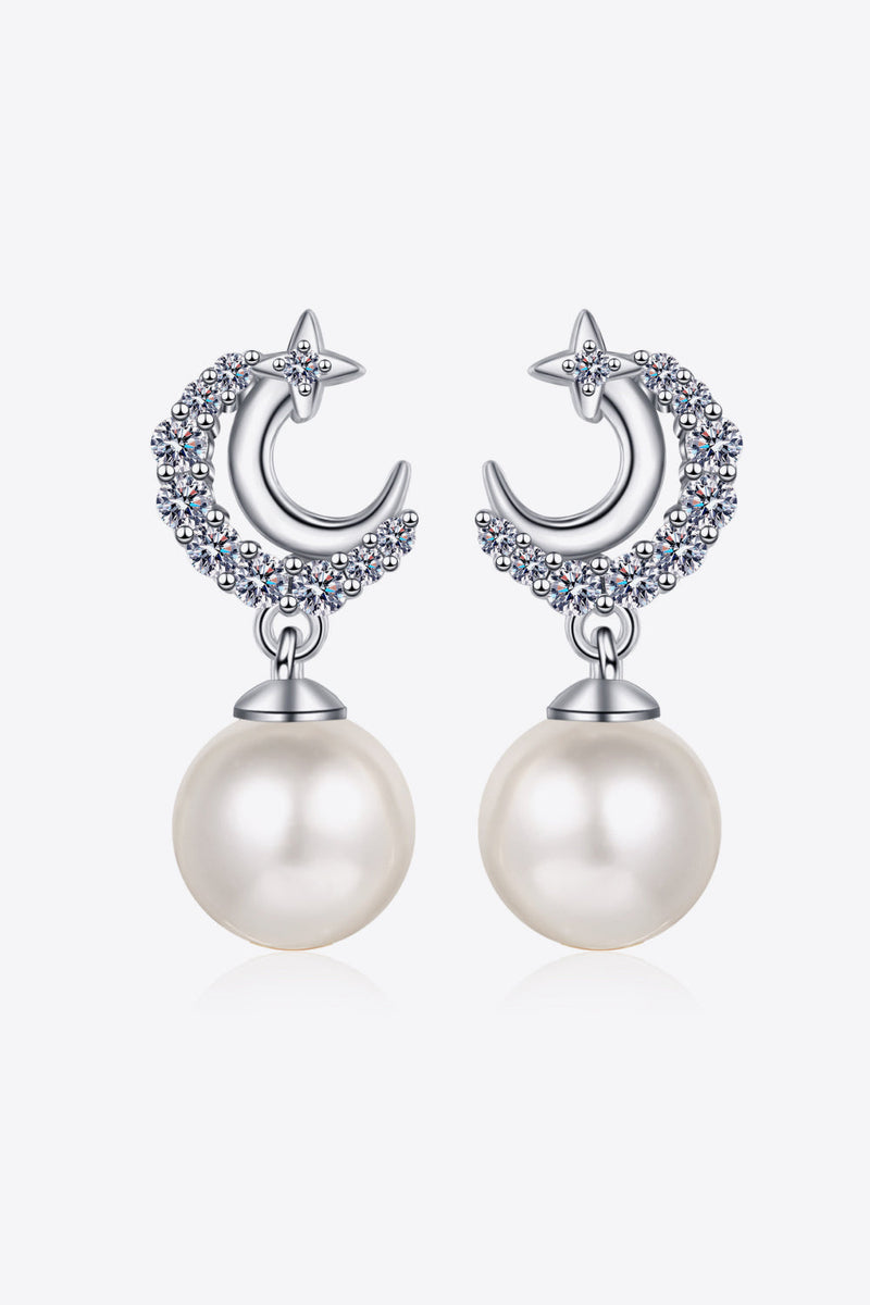 Moissanite Pearl Drop Earrings Trandify Deal