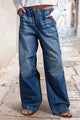 Trendy Drawstring Waist Wide Leg Shirred Jeans for Women – Trandify Deal