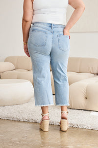 RFM Full Size Tummy Control High Waist Raw Hem Distressed Jeans Trandify deal