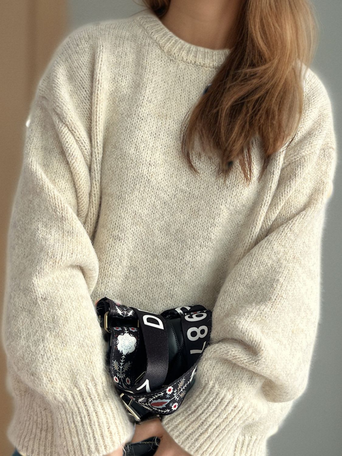 Round Neck Long Sleeve Sweater Trandify Deal