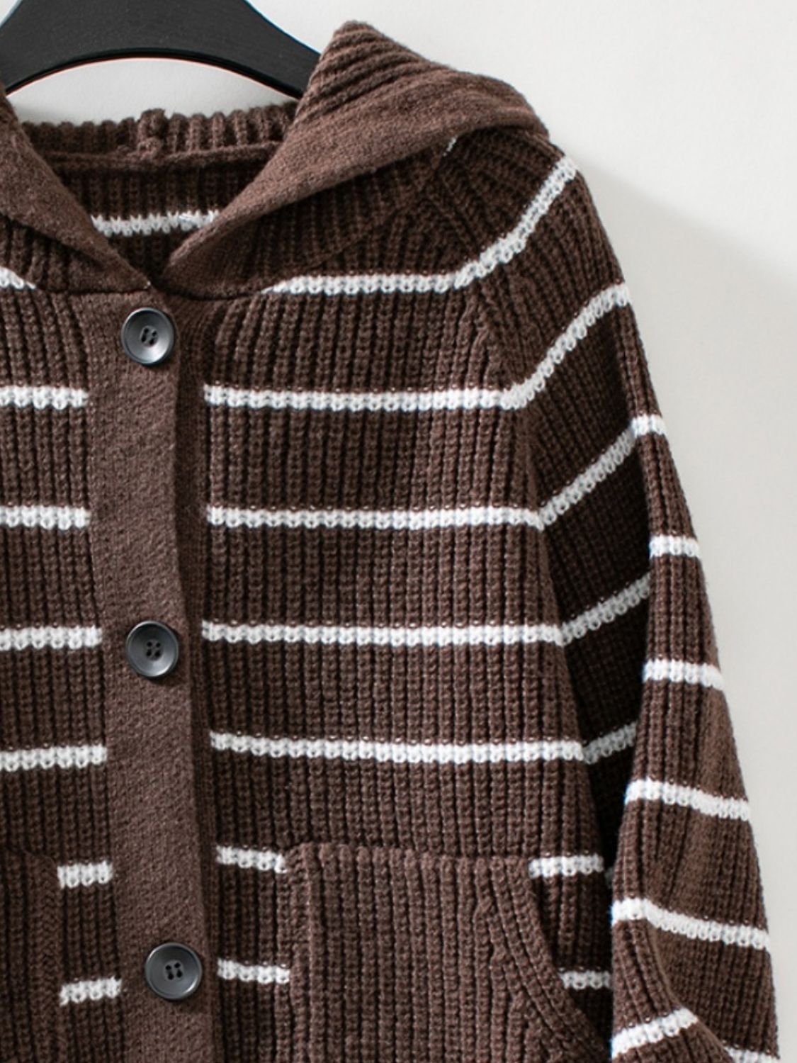 Striped Button Up Long Sleeve Hooded Cardigan Trandify Deal