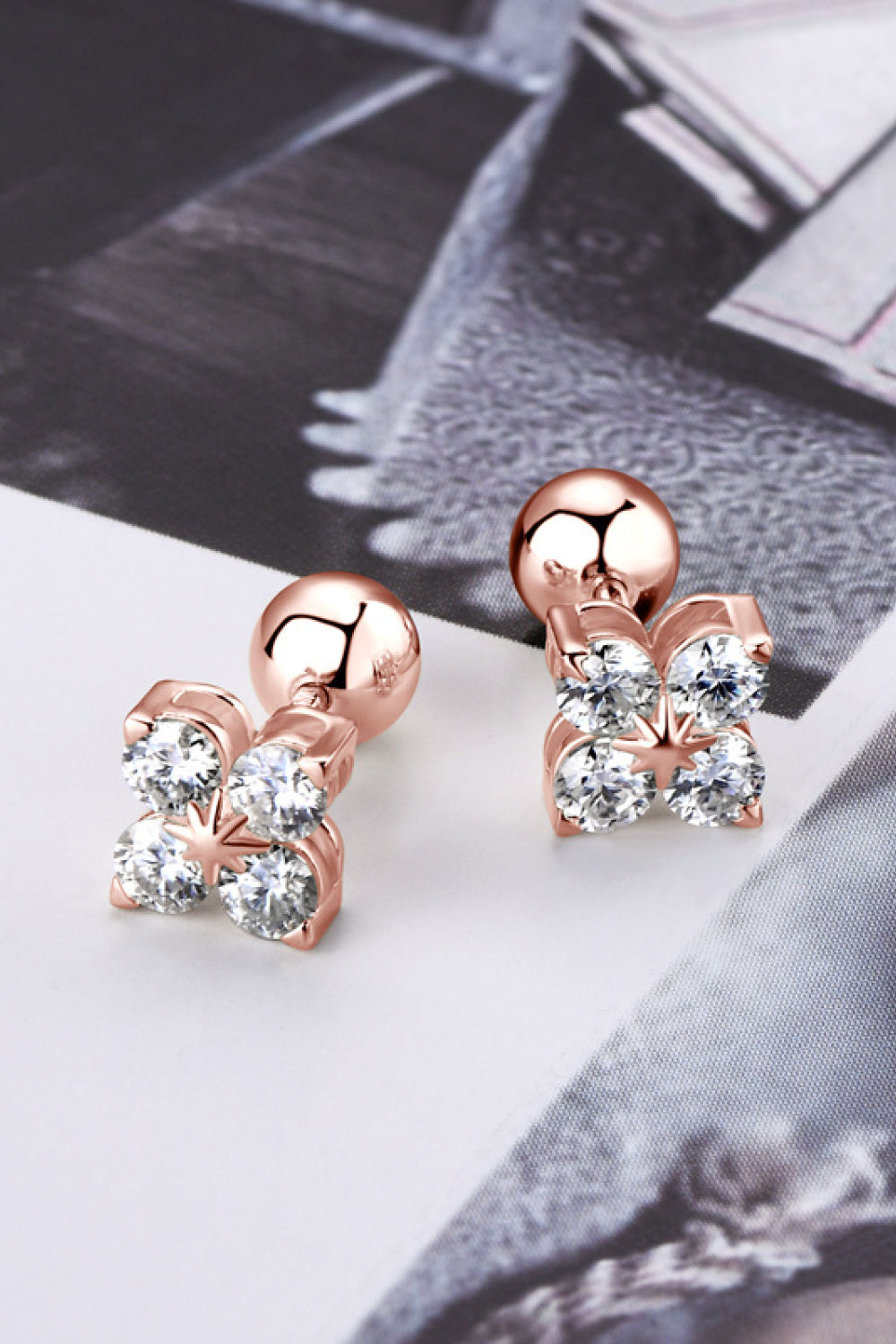 Moissanite 925 Sterling Silver Four-Leaf Clover Shape Earrings Trandify Deal