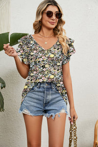 V-Neck Short Sleeve Blouse Trandify deal