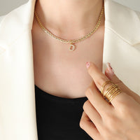 Brass Inlaid Zircon Letter Pendant Necklace Trandify deal