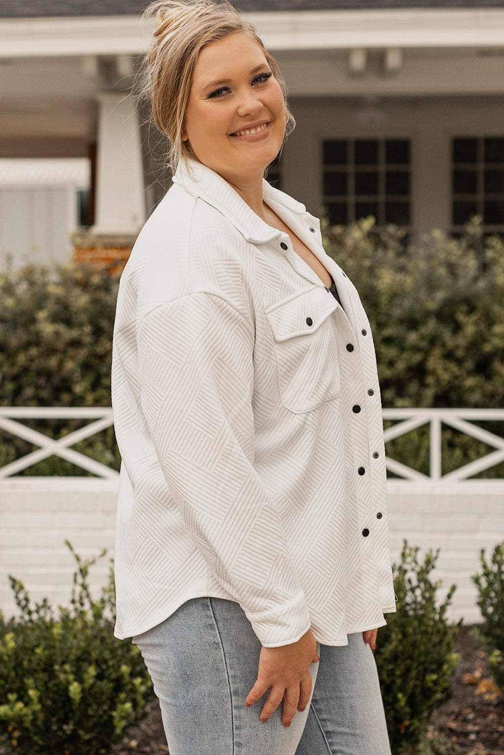 Plus Size Snap Down Dropped Shoulder Jacket Trandify deal