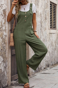 Women's Wide Strap Denim Overalls with Pockets – Casual Fashion