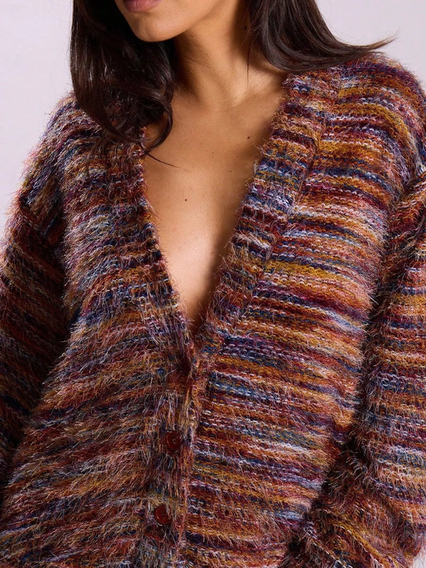 Chunky Knit V-Neck Button Cardigan | Oversized Comfort