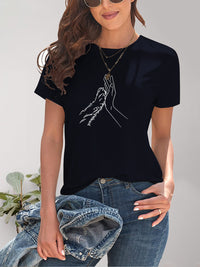 Graphic Round Neck Short Sleeve T-Shirt Trandify deal