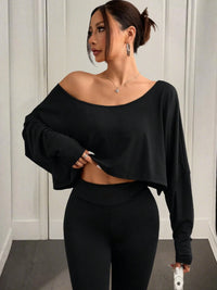 Women’s Stylish Boat Neck Long Sleeve Crop Top – USA Fashion Trend