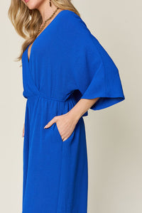 Double Take Full Size Surplice Wide Leg Jumpsuit with Pockets Trandify Deal