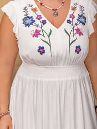 Plus Size Floral Embroidered Maxi Dress for US Women – Boho Wedding Guest Outfit