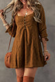 Textured Square Neck Mini Dress Trandify Deal