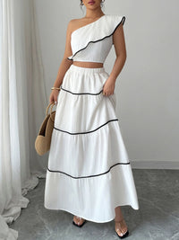 Trendy Summer Matching Outfit with Ruffled Details for Women